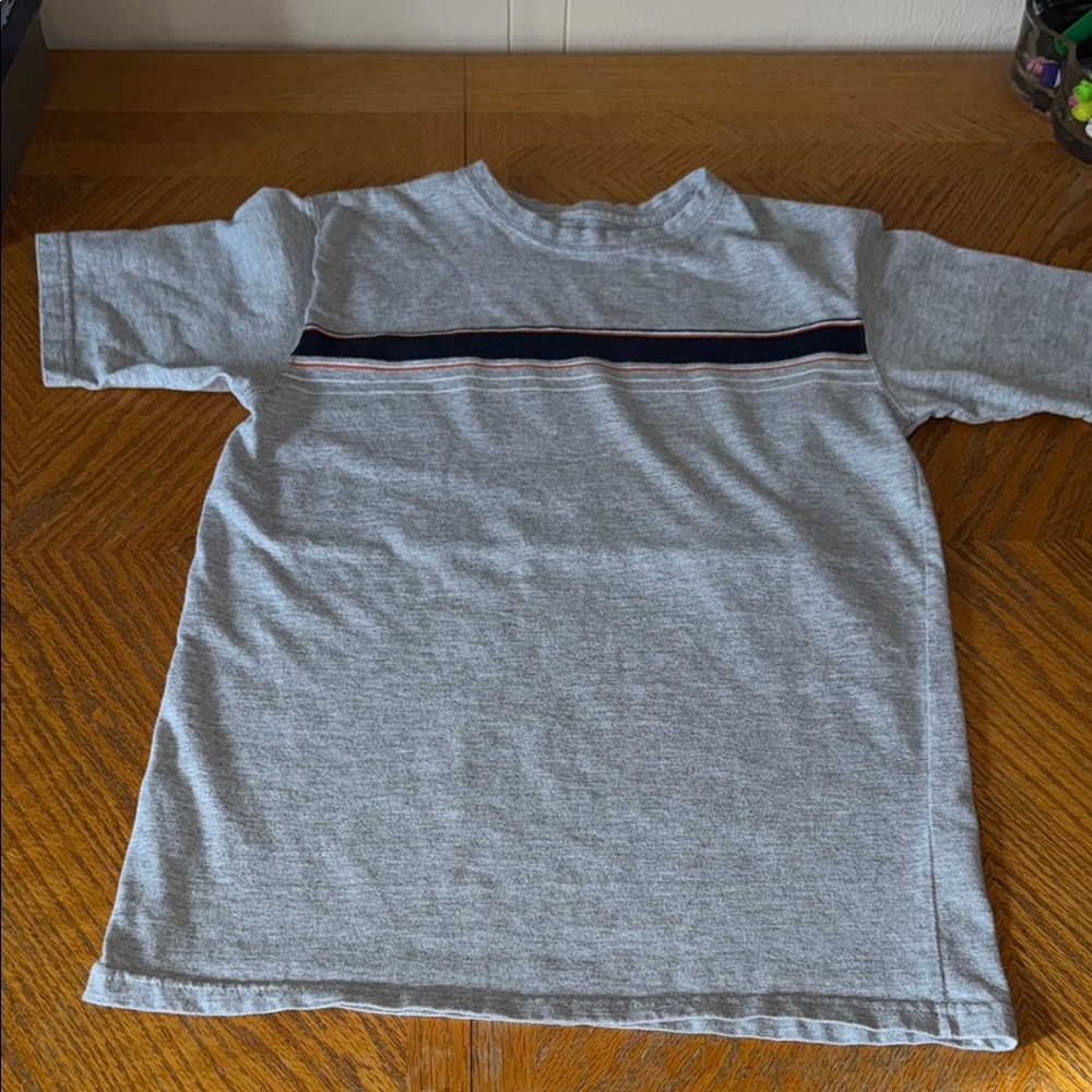 Faded Glory Gray T-Shirt with Striped Detail